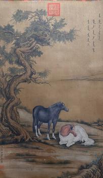 郎世寧 雙駿圖