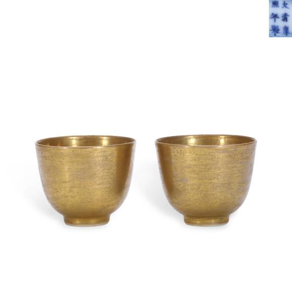 鐮倉美術(shù)清康熙 金釉杯一對