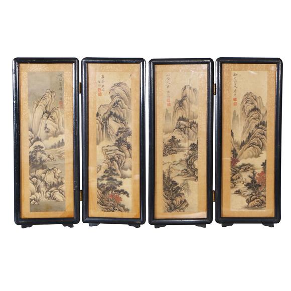 鐮倉美術(shù)溥伒 仿古山水桌面屏風(fēng)