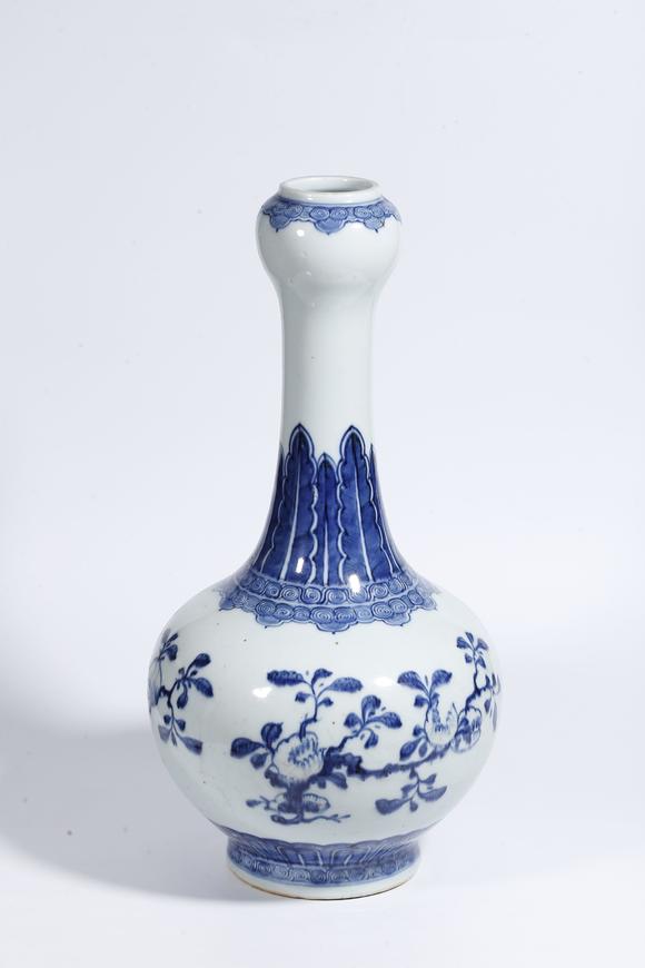 弘楊株式會(huì)社|弘楊美術(shù)8月オークション第2回青花福祿壽紋蒜頭瓶