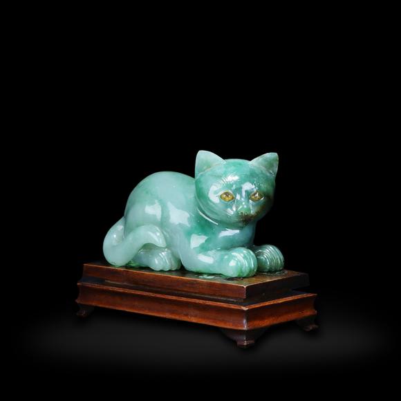 鐮倉美術(shù)清 翡翠貓擺件