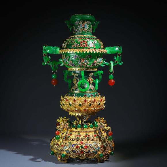 東京蕓術(shù)|關(guān)西古藏—薈萃雜項(xiàng)專(zhuān)場(chǎng)掐絲鑲嵌巴山翠熏爐色澤均勻油潤(rùn) 