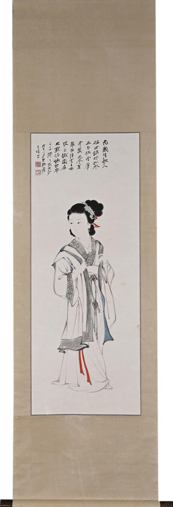 日本松町古美|銀竹凝輝?蕓術(shù)品オークション張大千 南國佳人圖