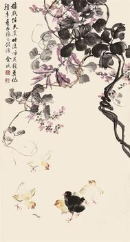 金城(1878-1926) 紫藤雛雞