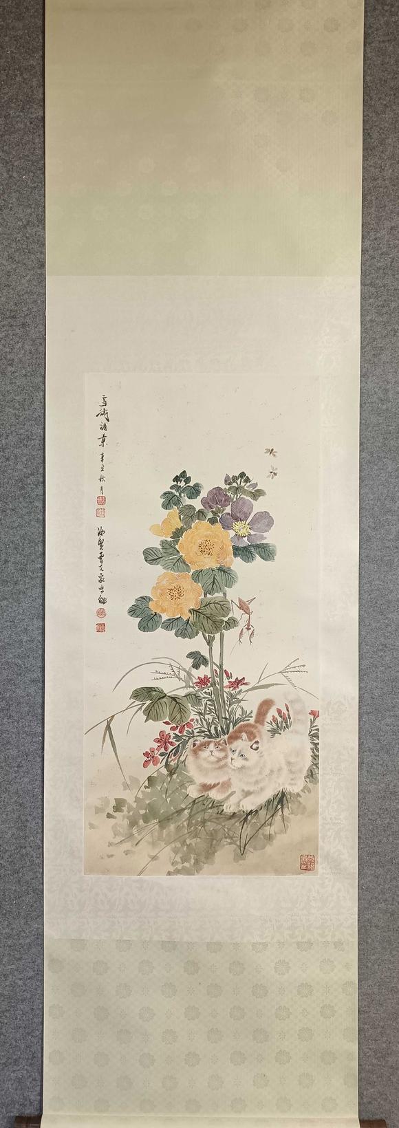 日本松町古美曹克家，王雪濤 雙貓圖