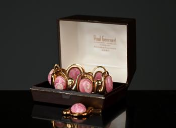 A gold bracelet en hanger with rhodonite …