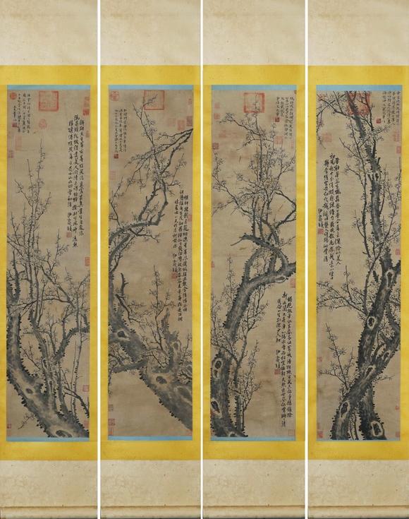 日本松町古美王冕 冷梅花開四景圖