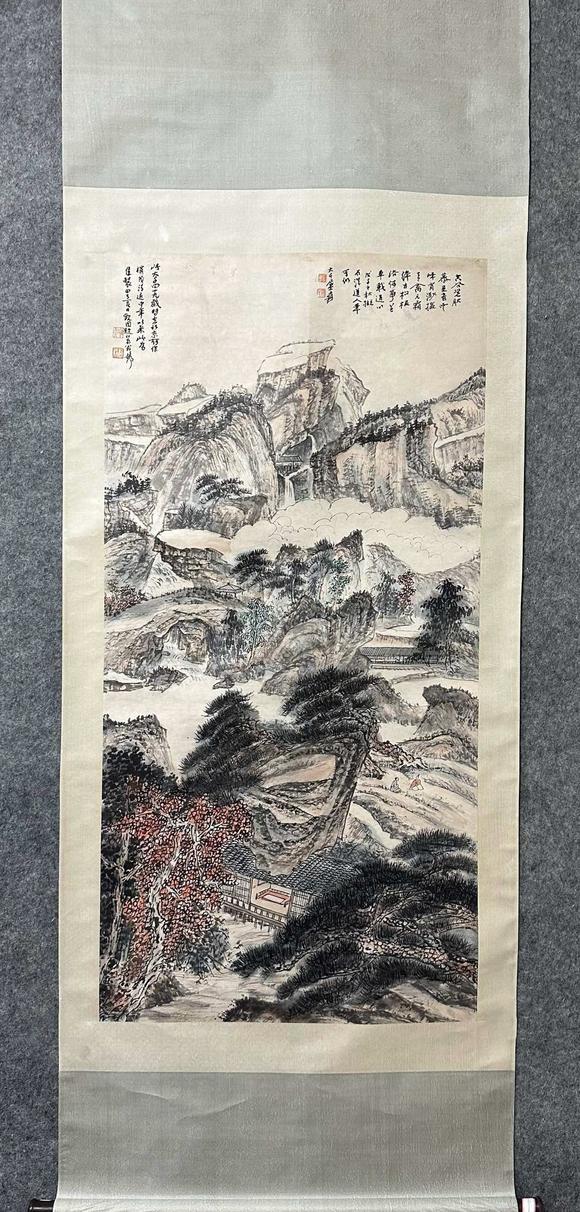 日本松町古美張大千 山水作品