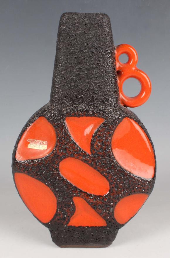 TooveysA Roth Keramik Banjo shape ring handled jug or vase, 1970s, shape No