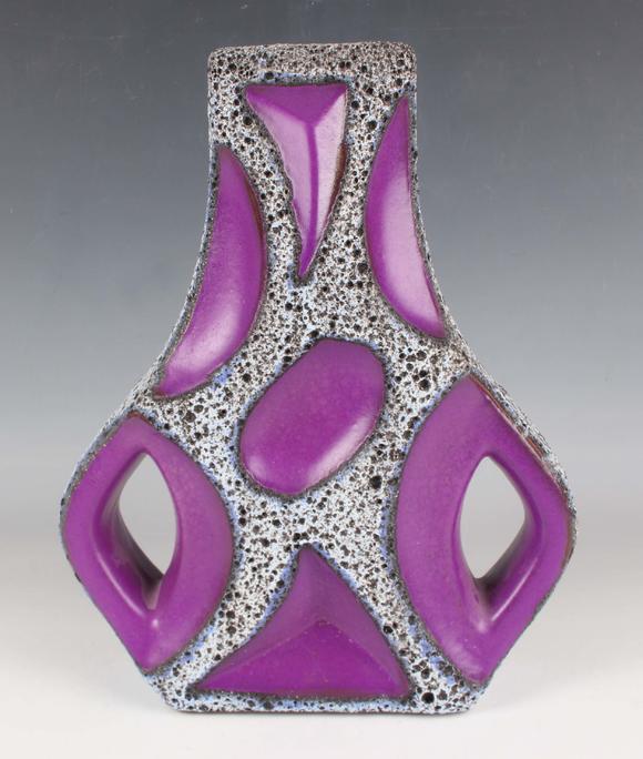 TooveysA Roth Keramik Guitar shape two-handled vase, 1970s, shape No. 312,