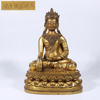 銅鎏金寶冠釋迦摩尼造像
