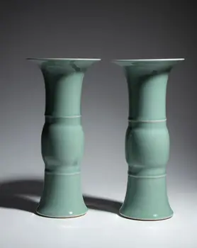A pair of celadon-glazed porcelain vases. China, 20th century.