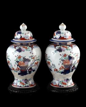 Pair of oriental-style porcelain vases, France, 20th century