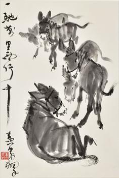 黃胄 五驢圖