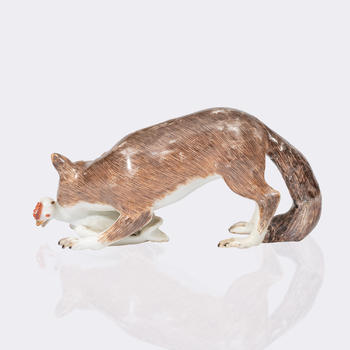 Johann Friedrich Eberlein (Dresden 1695 - Meissen 1749). A Fox with Chicken in its Mouth.