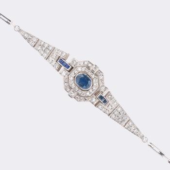 Art déco Ceylon Sapphire Diamond Bracelet.