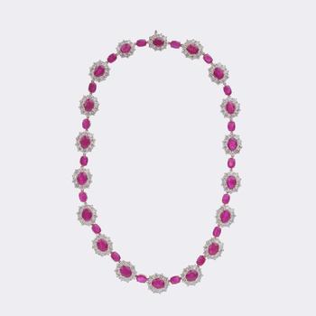 High-Carat Ruby Diamond Necklace.