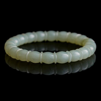 十八世紀 白玉藕段鐲  A Chinese white jade lotus-root-form bangle