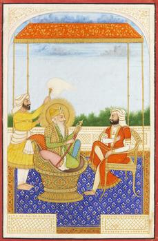 A concertina album of ten seated portraits of Sikh rulers,?
North India, late 19th century,?

opaque pigments heightened with gold, each identifi