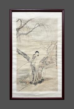 費丹旭 教子圖 紙本框