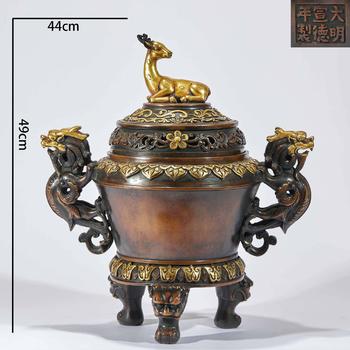 大明宣德年制 銅鎏金 鹿頂 香薰?fàn)t