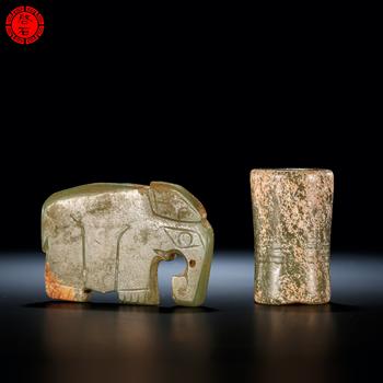 明 弦紋勒子、玉象一組