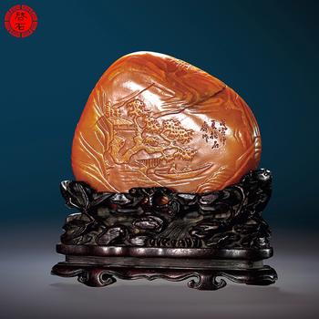 現(xiàn)代 郭懋介作留皮薄意雕擺件