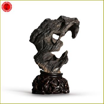 清 “高瞻遠(yuǎn)矚”靈璧石擺件（帶木座）