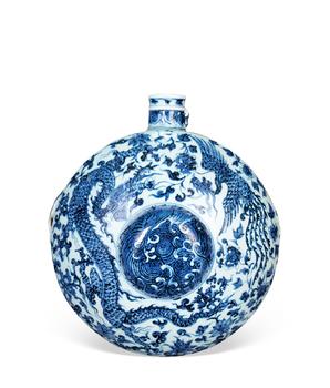 元 青花雲(yún)龍紋扁壺