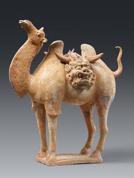 A figure of a young saddled camel. Terracotta. Tang dynasty (618-907)
