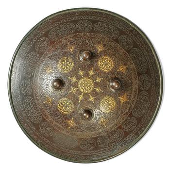 A Qajar steel shield (dhal). dynasty, Persia. 19th century