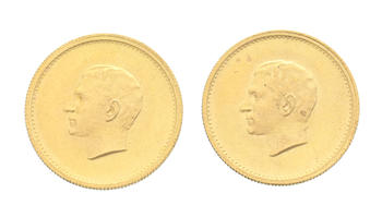Royaume d'Iran, Mohammad Reza Pahlavi (1941-1979),  Les 2.500 ans de l'Empire Perse ,  2 médailles commémoratives en or, 1350SH/1971