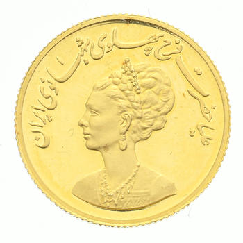 Royaume d'Iran,  Célébration de Nouvel An , médaille commémorative en or au buste et monogramme de Farah Pahalvi, 1972/73 (1351SH)