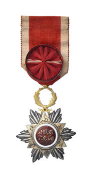 Royaume du Maroc, Ordre de l'Ouissam Hafidien, créé en 1910, étoile d'Officier en argent, vermeil et émail, diam. 4,9 cm