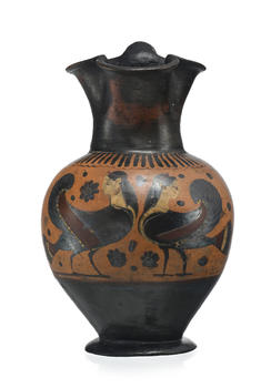 ?nochoé en terre cuite à figure noire, ~550 av. J.-C., Attique, h. 21 cm