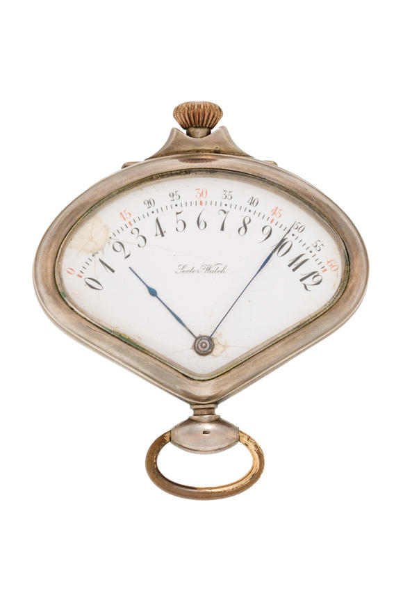 Piguet - H?tel des VentesSector Watch et Record Watch, Brevet n°27961, montre de poche en argent décorée de chevaux avec heures et minutes rétrogrades