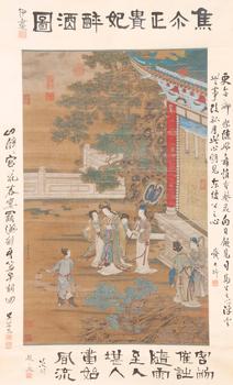 焦秉貞絹本貴妃醉酒圖畫