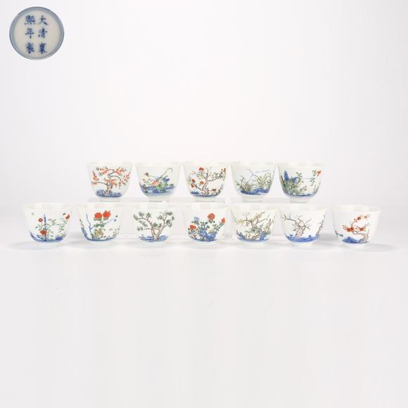 千美會五彩十二花神杯一組