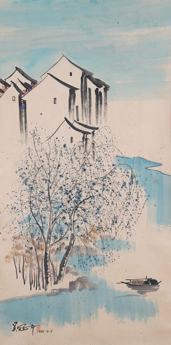 千美會吳冠中紙本山水圖畫