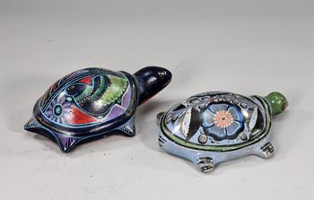 Two Mexican Folk Art Pottery Turtles