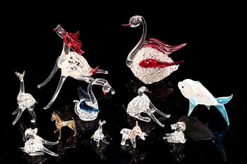 Group Of Handblown Glass Animals Figurines