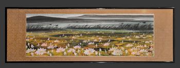 Framed Lotus Pond Painting by Lin Fengmian