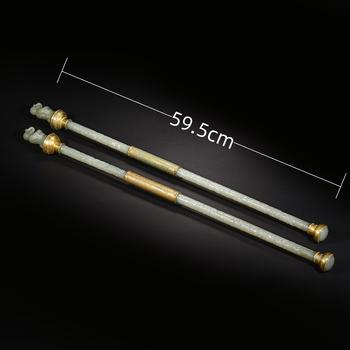 Pre-Ming Dynasty Hetian Jade Gold-Wrapped Scepter (Two Items)