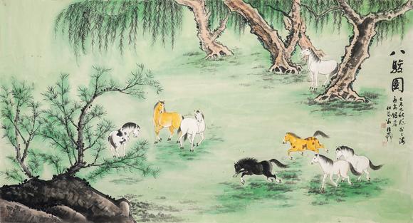 中鴻信謝稚柳（1910-1997）?八駿圖