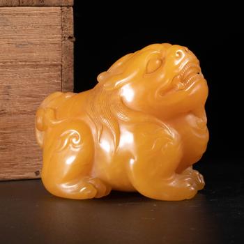 清 黃石 雕瑞獸擺件