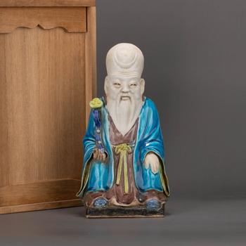 明 素三彩壽星像