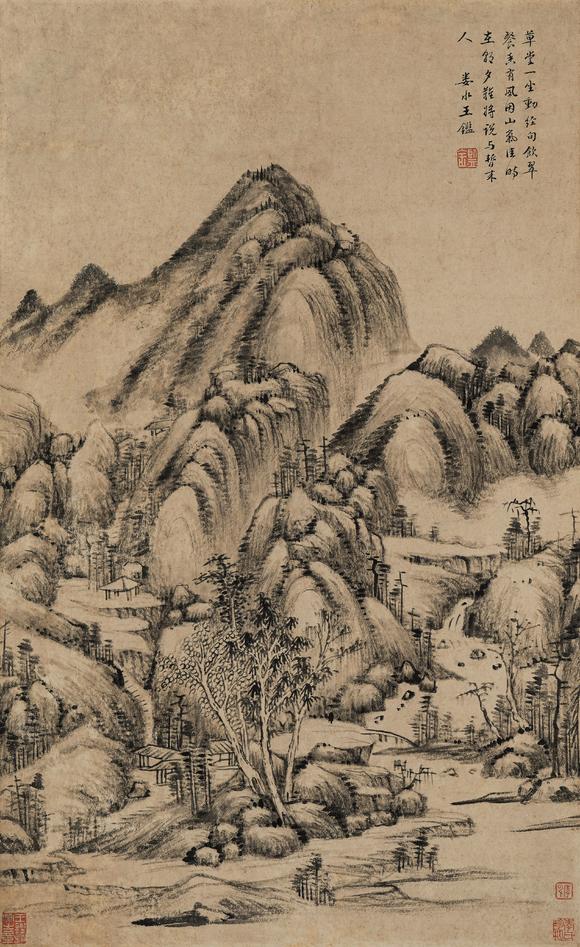中鴻信王鑒（1598-1677）?草堂深秀圖軸