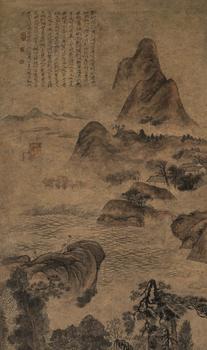 石濤（1642-1718）?溪畔觀瀾圖軸