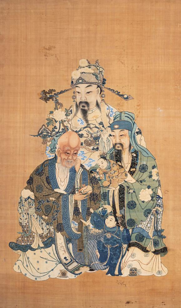 中鴻信|中鴻信2026春季拍賣(mài)會(huì)清乾隆 緙絲福祿壽三星像