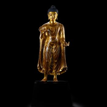 16世紀 銅鎏金釋迦牟尼佛立像